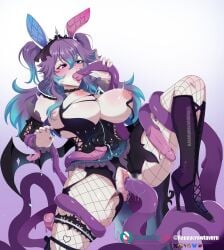 1girls all_three_filled anal anal_penetration anal_sex animal_ears areolae artist_name blue_eyes blue_hair blush breasts cottontail_(vtuber) deep_penetration female female_penetrated fishnets gradient_hair happycrowtavern heterochromia high_heel_boots high_heels indie_virtual_youtuber large_breasts light-skinned_female light_skin nail_polish nipples oral oral_penetration oral_sex purple_eyes purple_hair rabbit_ears stomach_deformation tentacle tentacle_sex triple_penetration twintails vagina vaginal_penetration vaginal_sex virtual_youtuber