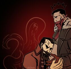 2boys ancestor darkest_dungeon dismas eldritch_horror gay highwayman_(darkest_dungeon) homoerotic male male/male meme mpreg mrsdaqota old_man older_female pregnant_belly pregnant_male stylized