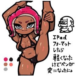 agent_8_(splatoon) big_breasts bikini legs_up octoling octoling_girl omoitukan2 splatoon thick_thighs wide_hips