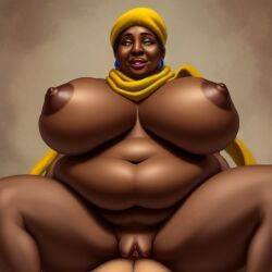 ai_generated auntie_paulet black_women dark-skinned_female dark_skin fat female grand_theft_auto:_vice_city haitian huge_breasts huge_hips vagina