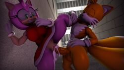 3d 3d_(artwork) amy_rose anthro balls big_breasts cum cum_in_pussy cum_inside erection female male neotaurus orgasm penis pregnancy_risk public_sex pussy risky_sex sex sonic_(series) sonic_the_hedgehog tails tails_the_fox trio vaginal_penetration vaginal_penetration