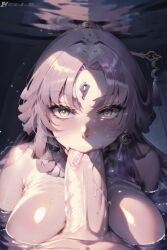 1girls ai_generated blowjob fellatio fu_xuan_(honkai:_star_rail) honkai:_star_rail