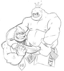 1anthro 1human 2boys anthro ape belly belly_button big_penis crossover crown donkey_kong donkey_kong_(series) erection fur furry gay gorilla handjob haplorhine holding holding_another's_penis holding_penis human interspecies king_hippo kong male male_only monochrome multiple_males musclegut muscles muscular muscular_anthro muscular_male necktie nintendo nipples no_humans penis punch-out!! punch_out saliva saliva_trail salivating sketch staticlustdemons sweat sweatdrop sweating sweaty tie uncolored wuffinarts yaoi