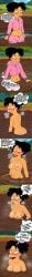 1girls ai_generated alien amy_wong black_hair comic comic_strip english_text female futurama mud mud_bath naked naked_female peril pink_clothing questionable_consent quicksand scared sinking sweat thabiggpaybacc trapped unseen_penetration