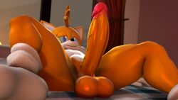 1boy 3d anthro balls erection fox male male_only miles_prower miles_tails_prower neotaurus nude penis solo sonic_(series) tails_the_fox