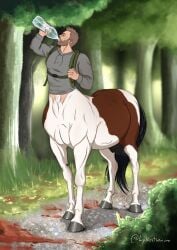 balls centaur drinking lykostherium male male_only penis sheath solo solo_male taur water