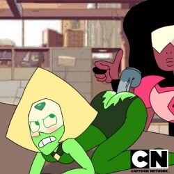 ass blush cartoon_network dildo dildo_in_ass garnet_(steven_universe) on_knees parody peridot_(steven_universe) spanky15 steven_universe