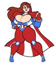 1girls american_dream_(comic) big_breasts blue_eyes breasts bust busty chest curvaceous curvy curvy_figure digital_media_(artwork) female female_focus hero heroine hips hourglass_figure huge_breasts human jojobrito large_breasts legs light-skinned_female light_skin mature mature_female red_hair slim_waist superhero superheroine the_american_dream thick thick_hips thick_legs thick_thighs thighs voluptuous waist wide_hips