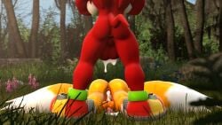 3d 3d_(artwork) after_sex anthro anus ass cum cum_in_ass cum_in_pussy cum_inside echidna fox gay huge_balls knuckles_the_echidna male neotaurus penis sonic_(series) tails tails_the_fox