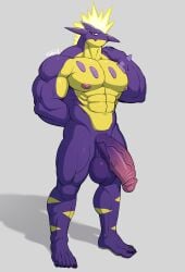 abs absurd_res amped_toxtricity anthro balls big_balls big_muscles big_pecs big_penis e-zoid electricity erection front_view generation_8_pokemon genitals hi_res huge_balls huge_cock humanoid_genitalia humanoid_penis looking_at_viewer male muscular muscular_anthro muscular_male nintendo nipples nude pecs penis pokemon pokemon_(species) purple_body solo standing toxtricity vein veiny_penis