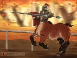 armor balls centaur jousting lykostherium male male_only penis sheath solo solo_male taur