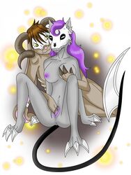 anthro bone bones bunram female furry grim_reaper male/female purple_hair rabbit ram rambun skeleton wolf