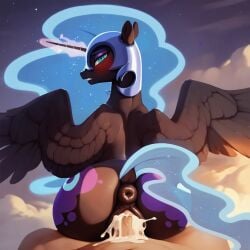 ai_generated alicorn ass blue_eyes blue_hair cum cum_in_pussy cum_inside dark_persona equid equine friendship_is_magic hasbro horn horse human human_on_feral interspecies my_little_pony nightmare_moon_(mlp) penis pony pony_diffusion_xl pov princess_luna_(mlp) wings zoophilia