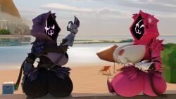 2girls big_ass big_breasts breasts bubble_butt cleavage female fortnite furry huge_ass huge_breasts nipples notsafeforgek raven_team_leader raven_team_leader_(fortnite) thick_thighs wide_hips