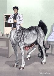 balls big_penis boner centaur doctor erection glasses horsecock lykostherium male male_only penis solo solo_male taur