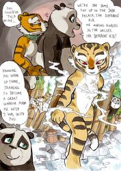 anthro better_late_than_never collar comic daigaijin dialogue english_text feline female fur furry kung_fu_panda master_po_ping master_tigress nude page_128 panda text tiger