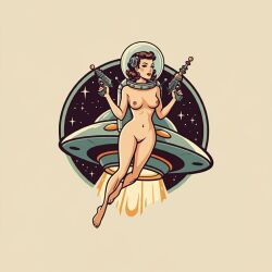 ai_generated logo pinup_girl raygun tagme ufo