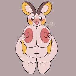 belly big_ass big_belly big_breasts blush emolga fat furry iamnot4sadito overweight overweight_female pokemon pokemon_(species) short_stack shortstack thick_thighs white_fur