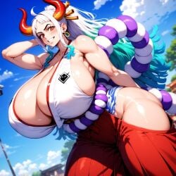 ai_generated big_breasts breasts cleavage female female_only horns huge_breasts large_breasts light-skinned_female light_skin minmin one_piece solo yamato_(one_piece)