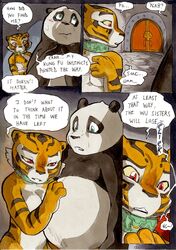 anthro better_late_than_never collar comic daigaijin dialogue english_text feline female fur furry kung_fu_panda master_po_ping master_tigress nude page_131 panda text tiger