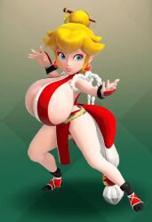 3d 3d_(artwork) 3d_model animated bouncing_breasts breast_bigger_than_head breasts_bigger_than_head cosplay dytser giant_breasts gigantic_breasts huge_breasts inner_sideboob kung-fu_peach large_breasts mai_shiranui mai_shiranui_(cosplay) mario_(series) massive_breasts mega_busty no_bra princess_peach princess_peach:_showtime! public_exposure revealing_clothes sideboob teasing