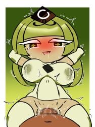 big_breasts cookie_run cookie_run_kingdom green_hair green_tea_mousse_cookie lazza_(artist) nipples_visible_through_clothing penis_in_pussy sex tagme