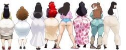 6+girls asian ass_dough ass_to_ass bottom_heavy caked_up curvy_hips family fat_ass female_only girl_scout group_picture hip_dips housewives lined_up lineup milf mother_and_daughter multiple_girls plump_ass posing wide_image widescreen