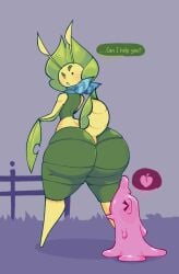 1boy arthropod arthropod_abdomen ass ass_bigger_than_head ass_focus behind_view big_ass big_butt bubble_butt curvaceous curvy curvy_figure dat_ass ditto dozighost dumptruck_ass game_freak huge_ass leavanny looking_back male male_only mantis nintendo nude pokemon red_eyes slime solo_focus tagme thick_thighs voluptuous voluptuous_male wide_hips