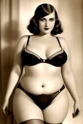 1920s ai_generated black_and_white bra chubby panties short_hair