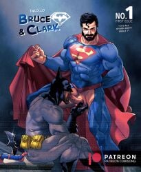 balls bara batman batman_(bruce_wayne) batman_(series) beard big_balls big_penis blowjob bruce_wayne clark_kent daddy dc dc_comics erection gay gay_blowjob inkolloart male male/male male_only manly masked mature_male muscular_male oral oral_sex penis superhero superman superman_(series)