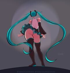 1girls ass big_ass blue_hair female hatsune_miku khiara panties solo solo_female tagme upskirt vocaloid