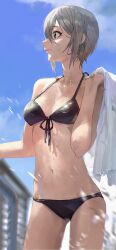 bikini cleavage female female_focus female_only jeonghee1414 large_breasts long_hair swimsuit white_skin