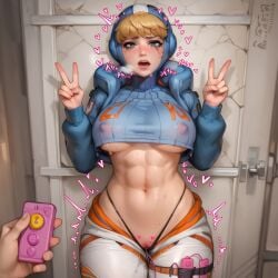 1boy 1girls ahe_gao ai_generated apex_legends big_ass bigrx covered_nipples crop_top cum double_v fat_ass naughty_face orgasm perfect_body pov pussy seductive sex_toy underboob v vaginal_insertion wattson_(apex_legends)