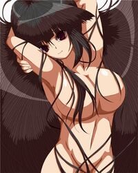 big_hair black_hair breasts brown_eyes copyright_request large_breasts long_hair mound_of_venus narura nude very_long_hair