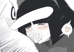 black_and_white blush boruto:_naruto_next_generations clothed clothes clothing doll fellatio female human kuroi_hako long_hair naruto oral oral_sex penis saliva smile sweat