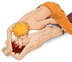 2boys blonde_hair blush censored cum cum_on_body cum_on_self fumio_(faint) gaara gay human love_bite male male_only multiple_boys multiple_males naruto penis red_hair sex sucking sweat topless undressing unzipped uzumaki_naruto yaoi