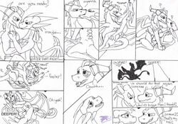 anthro bedroom_eyes blush comic cynder dialogue dragon female half-closed_eyes heart horn humor jazz_the_tiger kissing licking looking_pleasured moan monochrome scalie seductive sex silhouette source_request spyro spyro_the_dragon text tongue tongue_out video_games wings