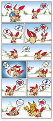 2010 2boys 2girls comic cute doggy_style female feral feral_on_feral furry highres magnets male male_pikachu minun nintendo outdoors outside penetration pikachu plusle pokemon pokemon_(species) pokemon_rgby pokemon_rse science sex silent_comic simple_background themadcatter yellow_fur