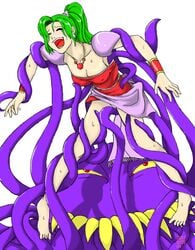 breasts cleavage clothing consensual_tentacles earrings erect_nipples female final_fantasy final_fantasy_vi green_hair jewelry long_hair monster open_mouth orthros panties restrained tentacle terra_branford tickling ultros underwear