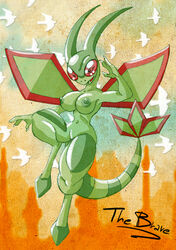 anthro breasts female flygon furry green_nipples large_breasts nipples nude personification pokemon pokemon_(species) pokemon_rse tail the_brave