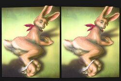 1boy anus ass cross_stereogram fur furry furry_only lagomorph male male_only paws rabbit solo stereogram testicles zen