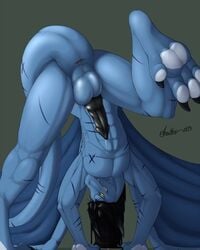 2013 ass balls biceps dragon dreiker furry grin hair horn knot male male_only malk muscles no_humans nude paws pecs penis precum scalie scar solo spikes wings