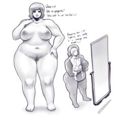 1boy 1girls bodysuit english_text female male mirror modeseven nitrotitan second_bodysuit skinsuit text transformation vore