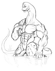 balls dinosaur male male_only muscles penis scalie solo sudonym