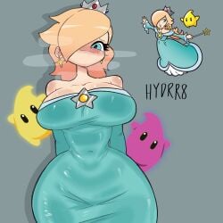 1girls 2d 2d_(artwork) blonde_female blonde_hair busty busty_female curvy curvy_figure digital_drawing_(artwork) digital_media_(artwork) female_focus hydrr8 looking_at_viewer luma luma_(mario) mario_(series) rosalina rosalina_(mario) smirk thick_legs thick_thighs voluptuous voluptuous_female