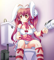 animal_ears breasts di_gi_charat peeing pussy toilet usada_hikaru voyeur