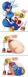 2girls after_vore bra breasts clothed dress female fupoo inside_view mega_man mega_man_(classic) merfolk mermaid multiple_females multiple_girls panties post-vore pussy robot robot_girl roll splash_woman stomach_bulge vore vore_belly x-ray yuri