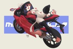1girls anthro arms_behind_head arms_up beanie black_legwear breasts choker claws feline female fortnite furry half-closed_eyes hat hidden-cat highes knee_up lying meow_skulls_(fortnite) motor_vehicle motorcycle navel nipples nude o-ring o-ring_choker on_back open_mouth pussy smile solo stirrup_legwear tail thighhighs yellow_eyes