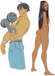 1boy 1girls 2007 ass big_ass black_hair breasts female gen13 male native_american native_american_female nipples sarah_rainmaker tagme_(artist)
