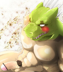 balls beast biceps censored debirobu dorohedoro kaiman lizard male male_only muscles nude penis scalie solo